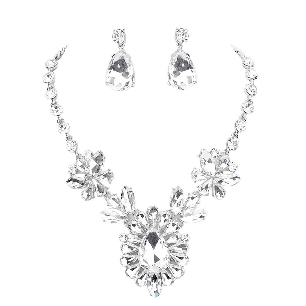Teardrop Stone Cluster Evening Necklace - Madeline Love - Flyclothing LLC
