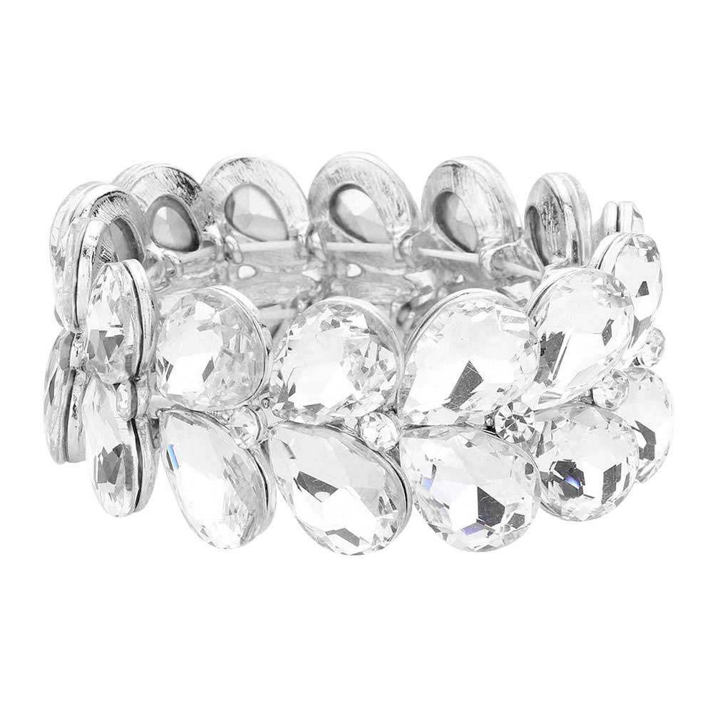 Teardrop Stone Embellished Evening Bracelet - Madeline Love - Flyclothing LLC