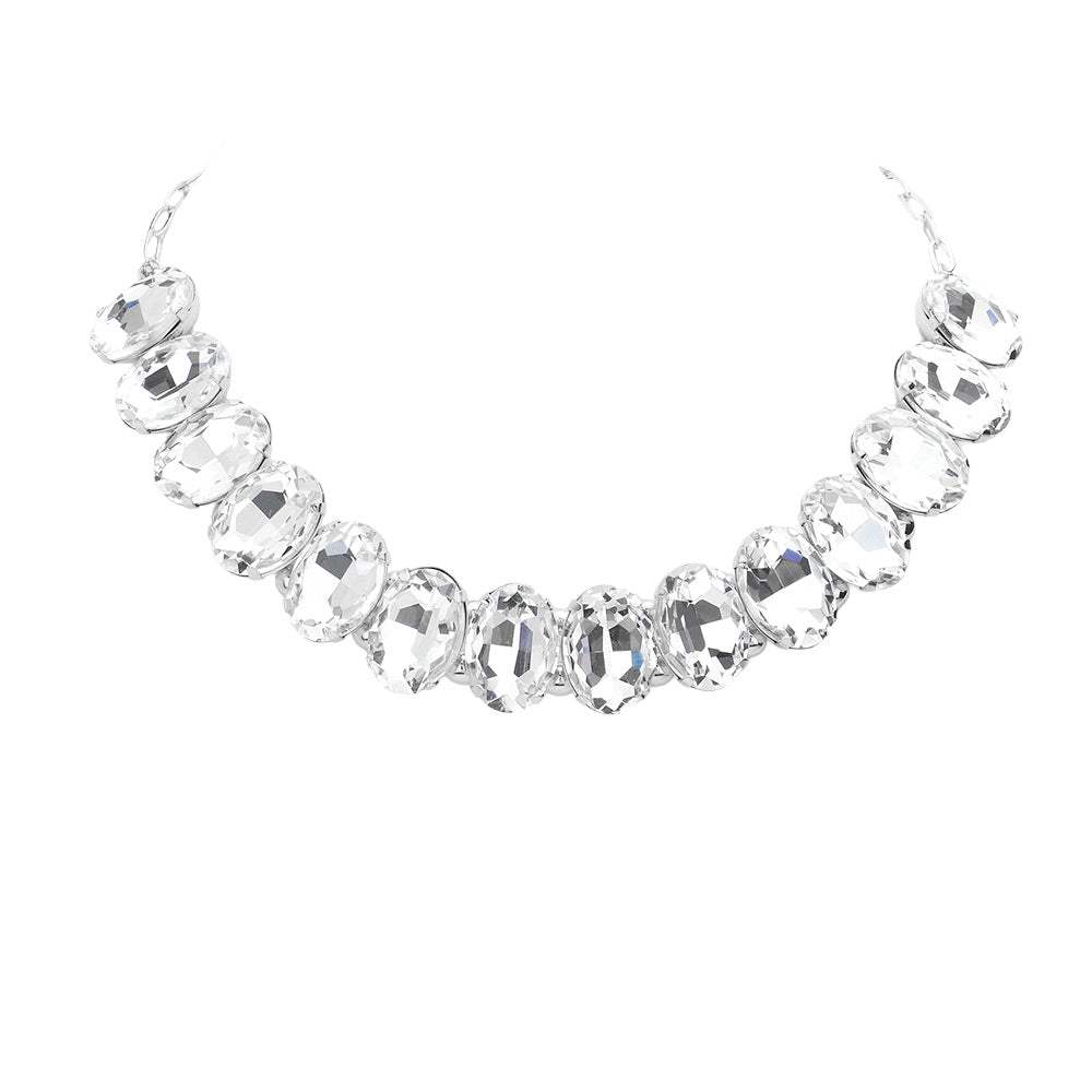 Oval Stone Evening Necklace - Madeline Love - Flyclothing LLC