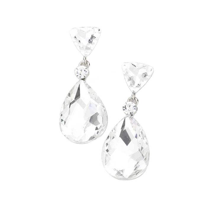Triangle Round Teardrop Stone Link Dangle Evening Earrings - Madeline Love - Flyclothing LLC
