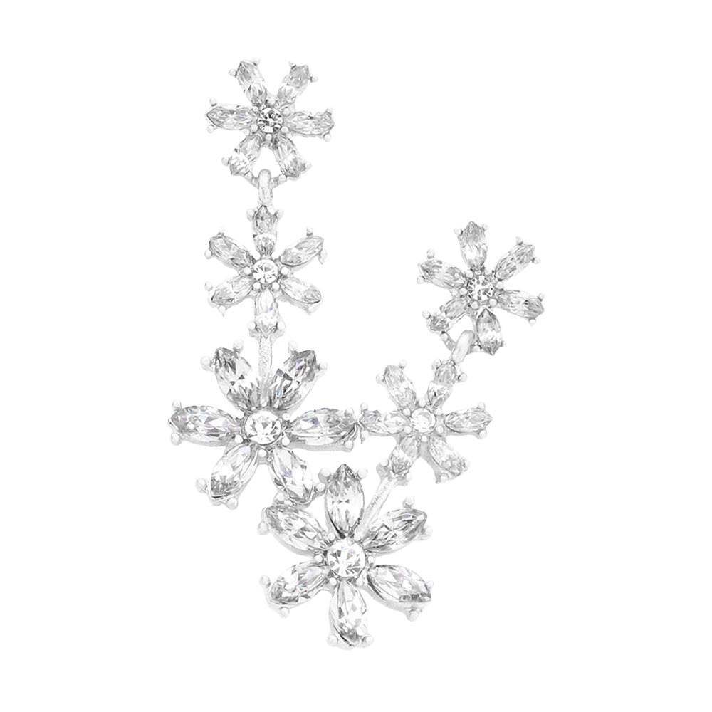 Triple Flower Link Dangle Evening Earrings - Madeline Love - Flyclothing LLC