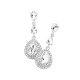 Triple Teardrop Stone Link Dangle Evening Earrings - Madeline Love - Flyclothing LLC