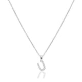 U Stainless Steel CZ Stone Paved Monogram Pendant Necklace - Madeline Love - Flyclothing LLC