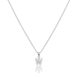 W Stainless Steel CZ Stone Paved Monogram Pendant Necklace - Madeline Love - Flyclothing LLC