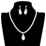 Crystal Pave Teardrop Pearl Pendant Necklace - Madeline Love - Flyclothing LLC