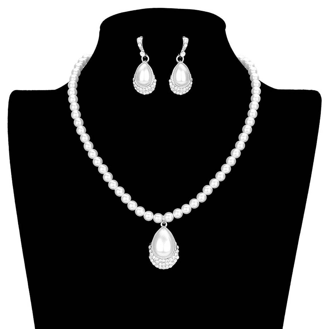 Teardrop Pendant Pearl Strand Necklace - Madeline Love - Flyclothing LLC