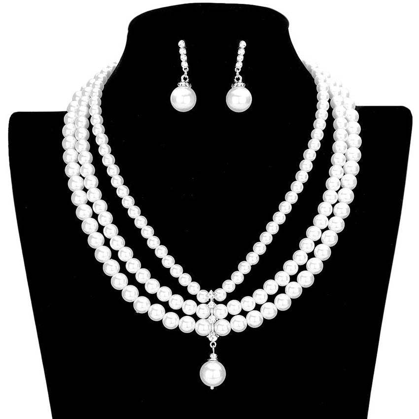 Triple Layered Pearl Necklace - Madeline Love - Flyclothing LLC