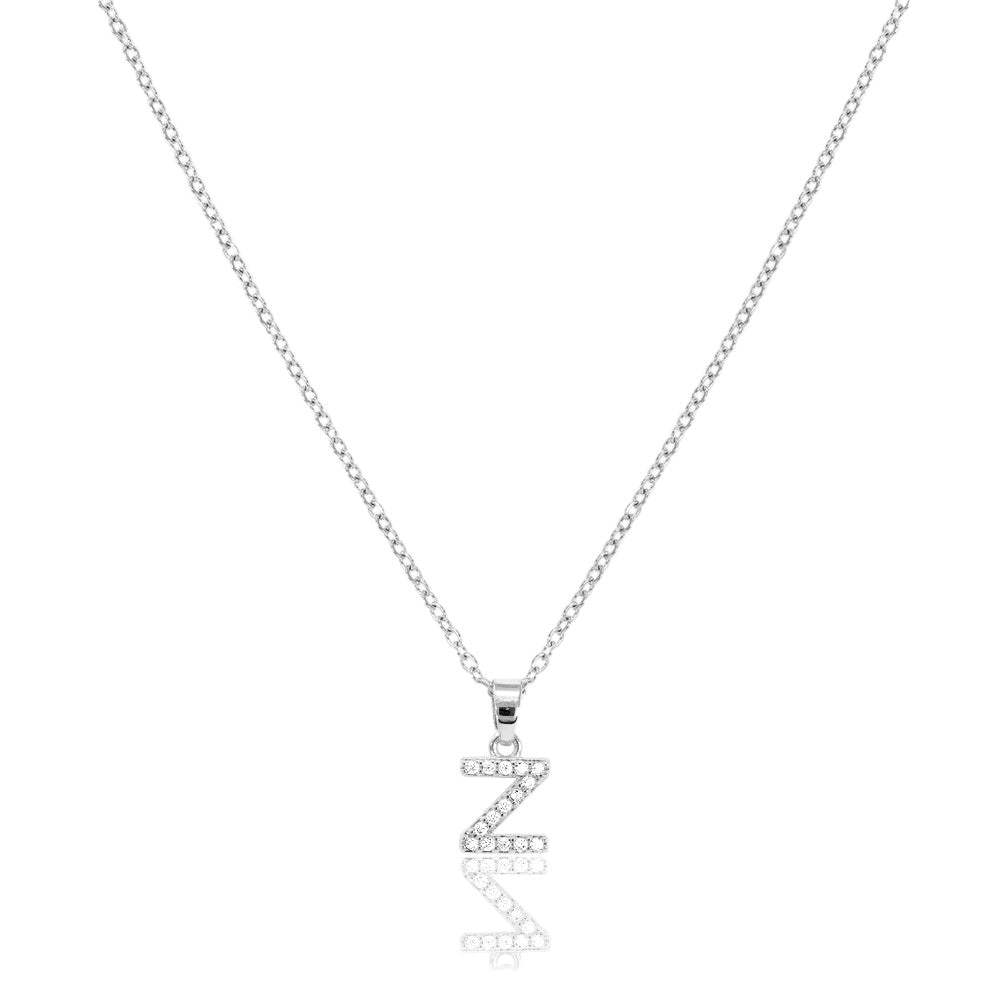 Z Stainless Steel CZ Stone Paved Monogram Pendant Necklace - Madeline Love - Flyclothing LLC