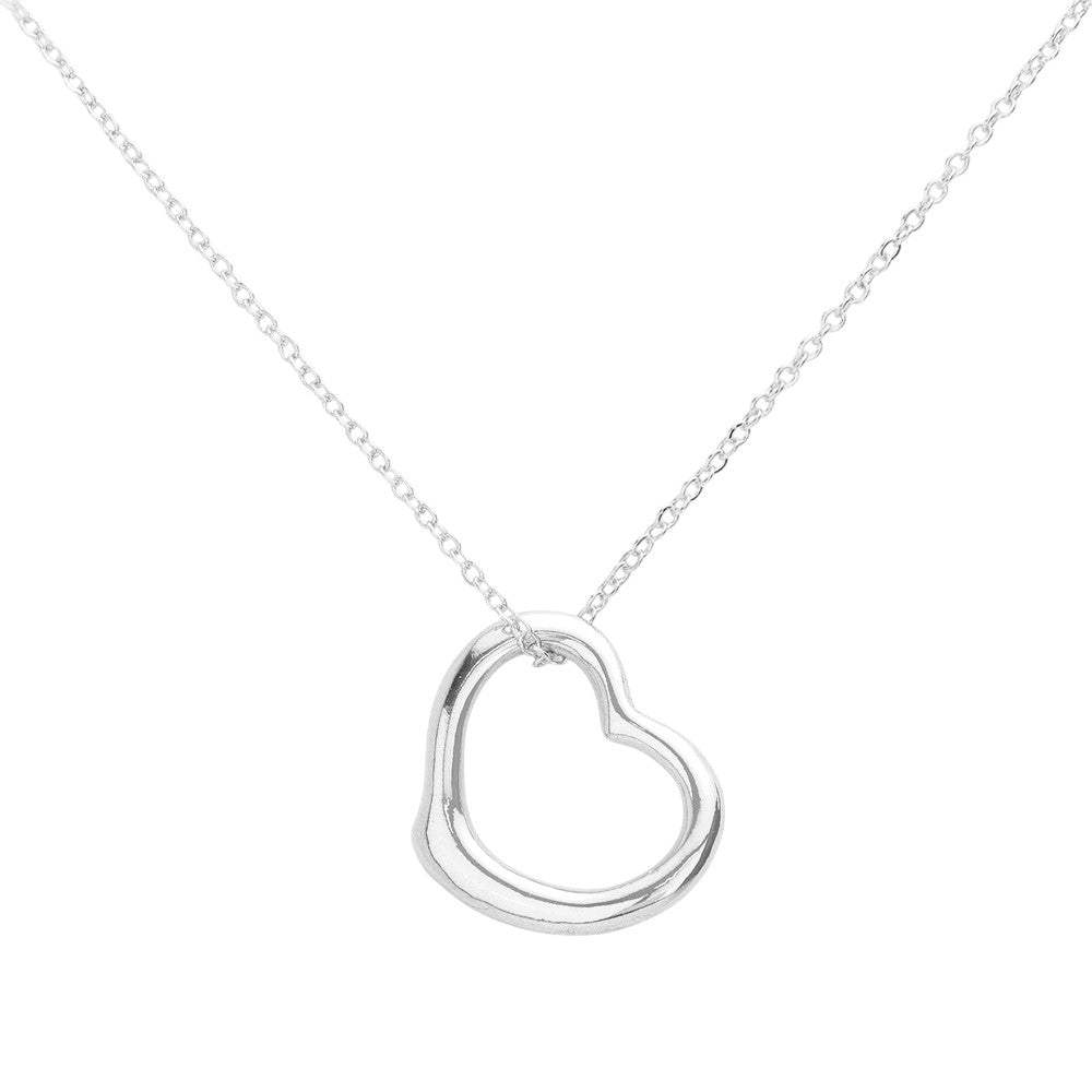 Metal Heart Cut out Pendant Necklace - Madeline Love - Flyclothing LLC