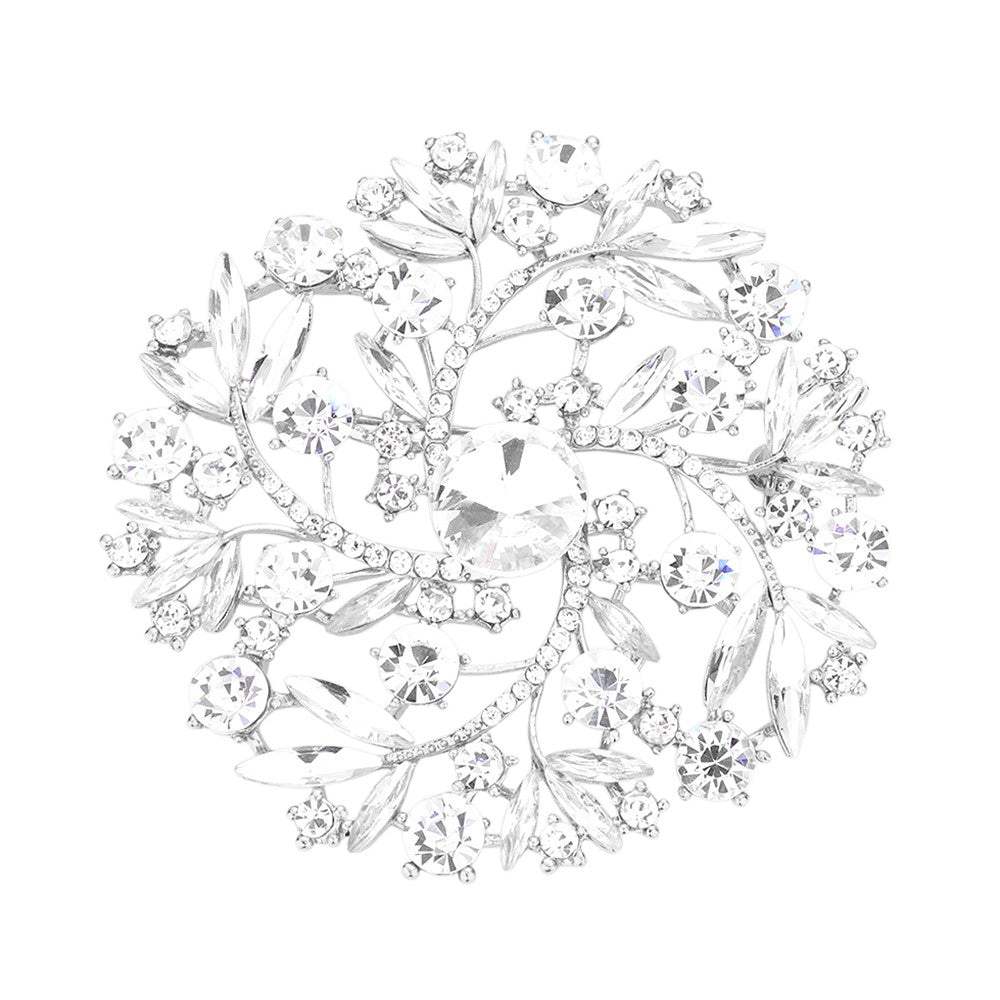 Pearl Rhinestone Embellished Flower Vine Brooch - Madeline Love - Flyclothing LLC