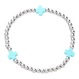 Cross Pointed Stainless Steel Ball Beaded Stretch Bracelet - Madeline Love - Flyclothing LLC