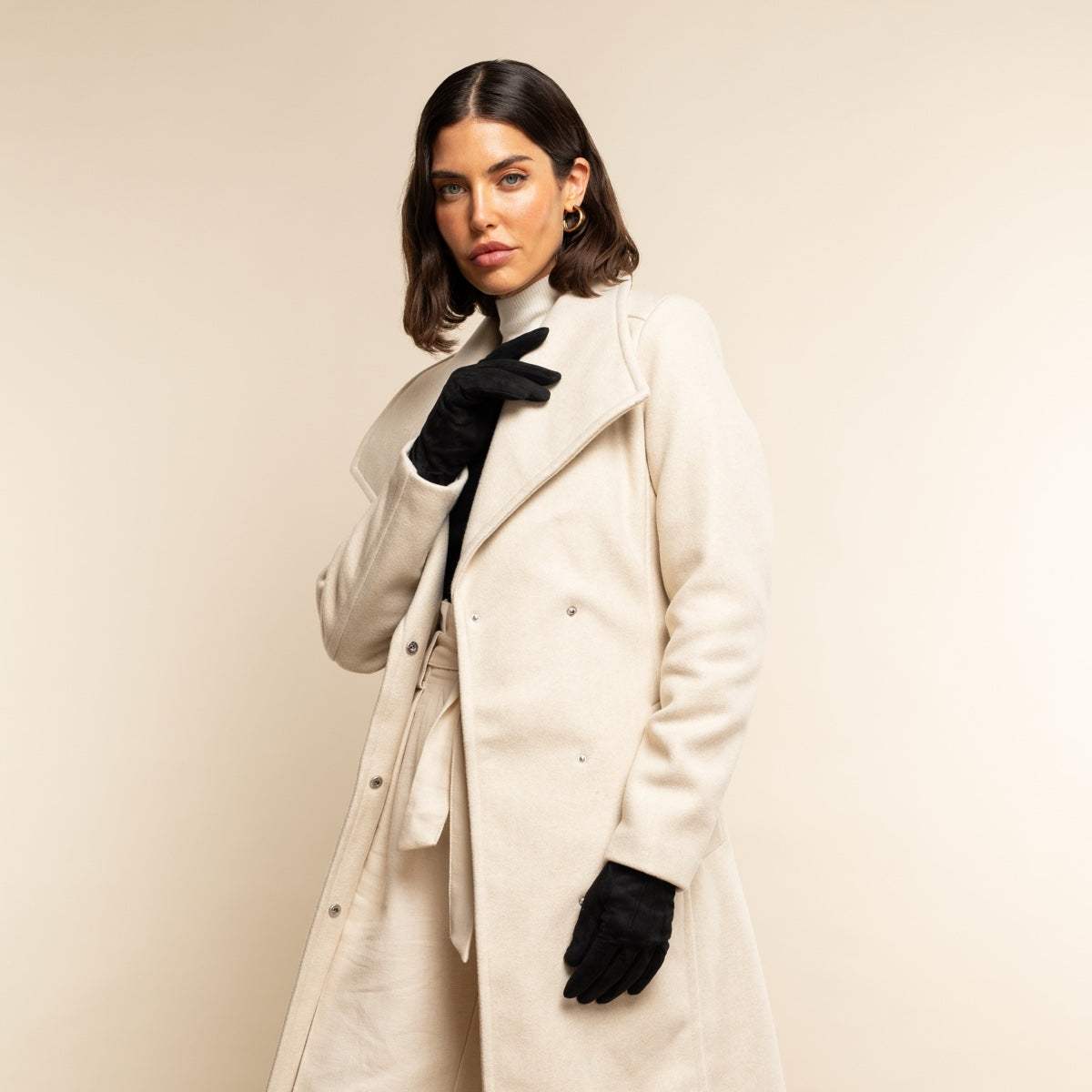 Silvia (black) - Italian suede leather gloves with luxurious cashmere lining - Leather Gloves Online - Flyclothing LLC