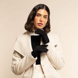 Silvia (black) - Italian suede leather gloves with luxurious cashmere lining - Leather Gloves Online - Flyclothing LLC