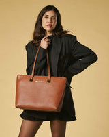 Simona (cognac) - Italian calf leather women's shoulder bag