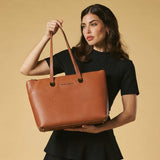 Simona (cognac) - Italian calf leather women's shoulder bag