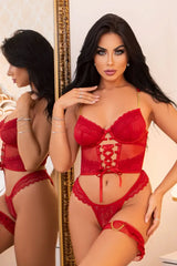 Simone 3 Piece Lace Set - Lingerie By Coco - Flyclothing LLC