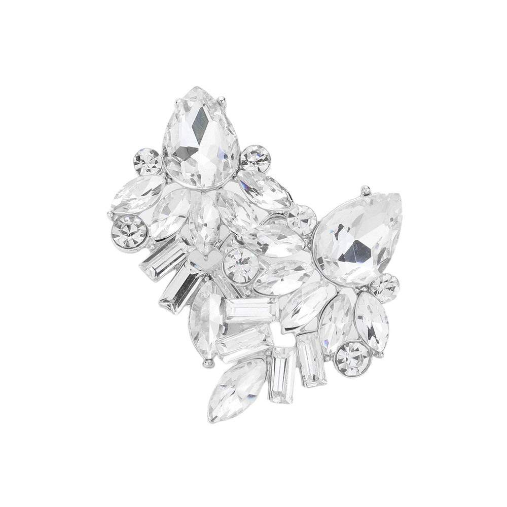 Marquise Baguette Stone Cluster Evening Earrings - Madeline Love - Flyclothing LLC