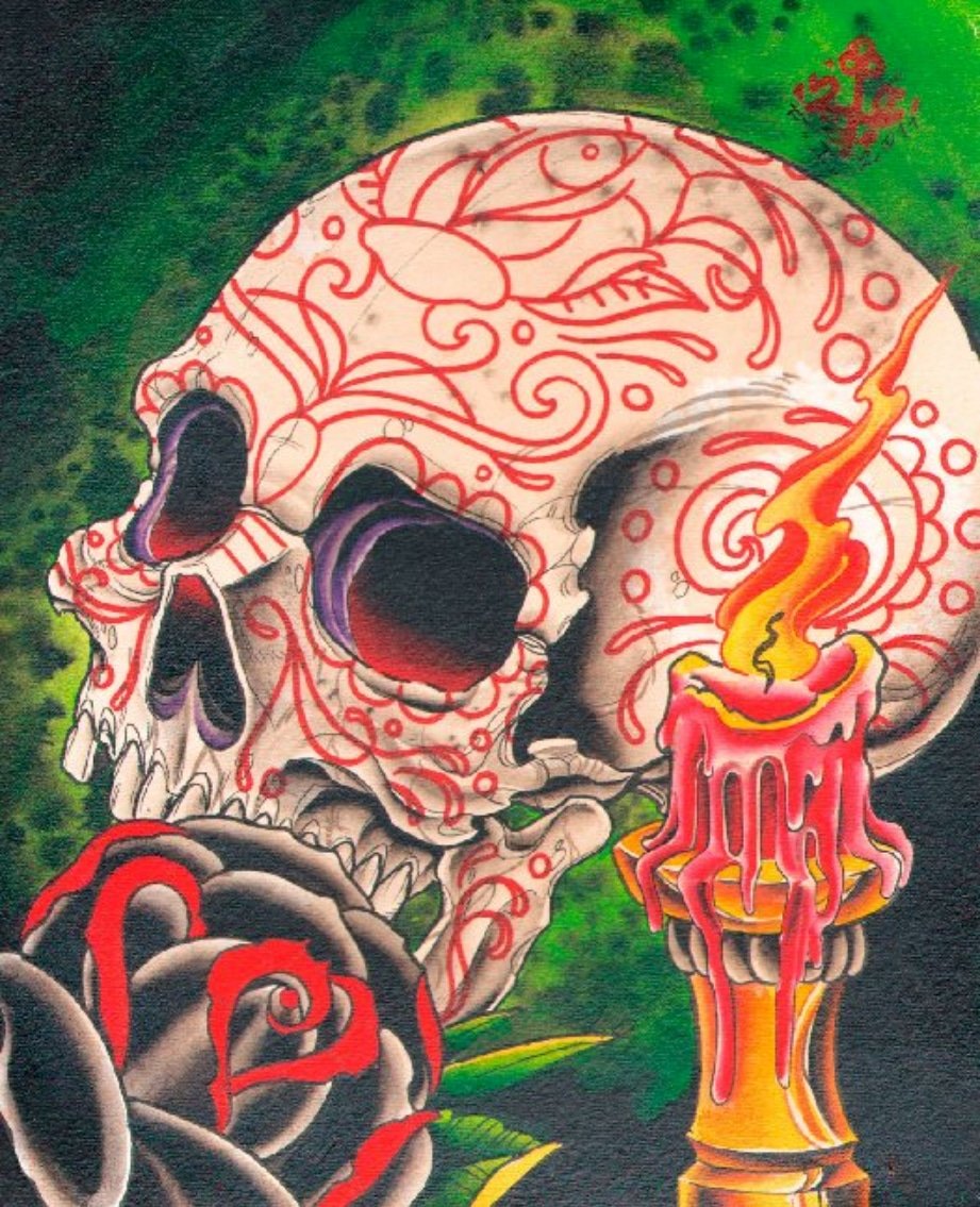 Black Market Art Company Skull & Candle Print