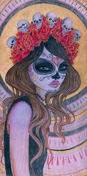 Black Market Art Company Skull Girl Print
