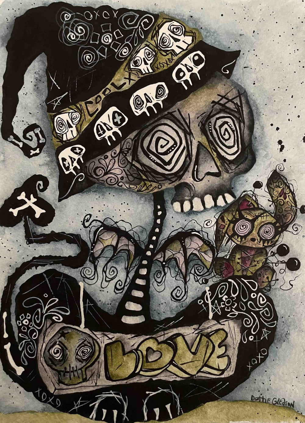 Black Market Art Company SKULLZ KITTY Art Prints Print