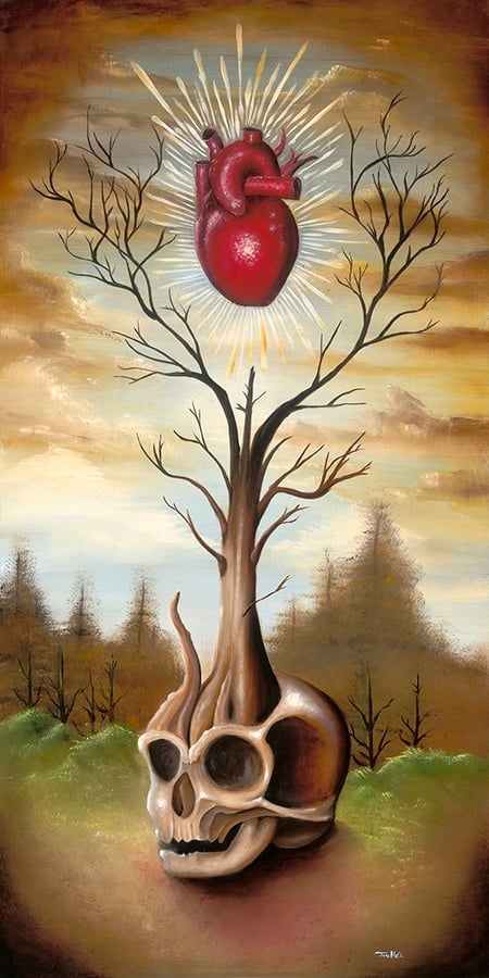 Black Market Art Company Skull Tree Print