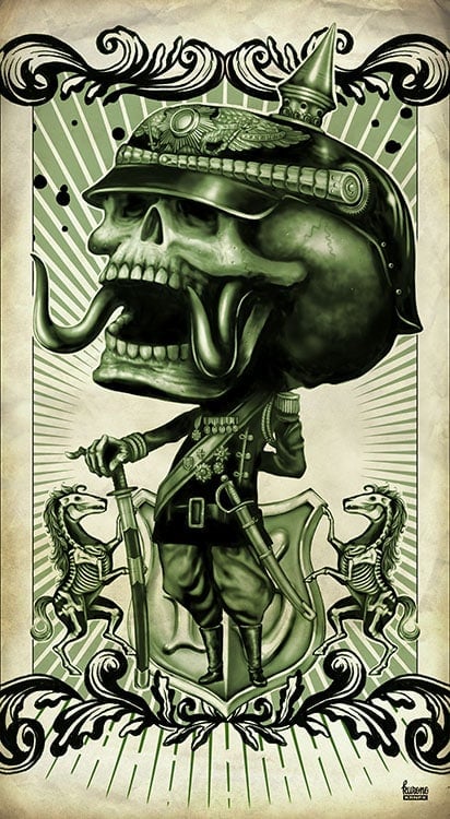 Black Market Art Company Skull Officer Print