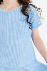 Sky Blue Scrunchy Pocket Tee - Mila & Rose ® - Flyclothing LLC