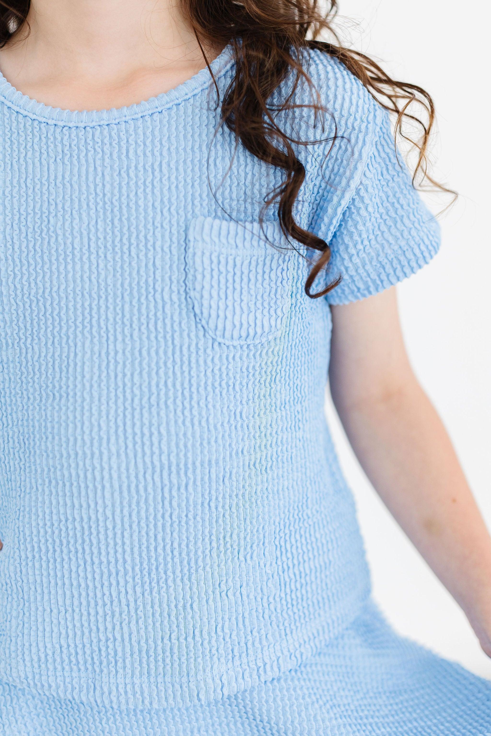 Sky Blue Scrunchy Pocket Tee - Mila & Rose ® - Flyclothing LLC