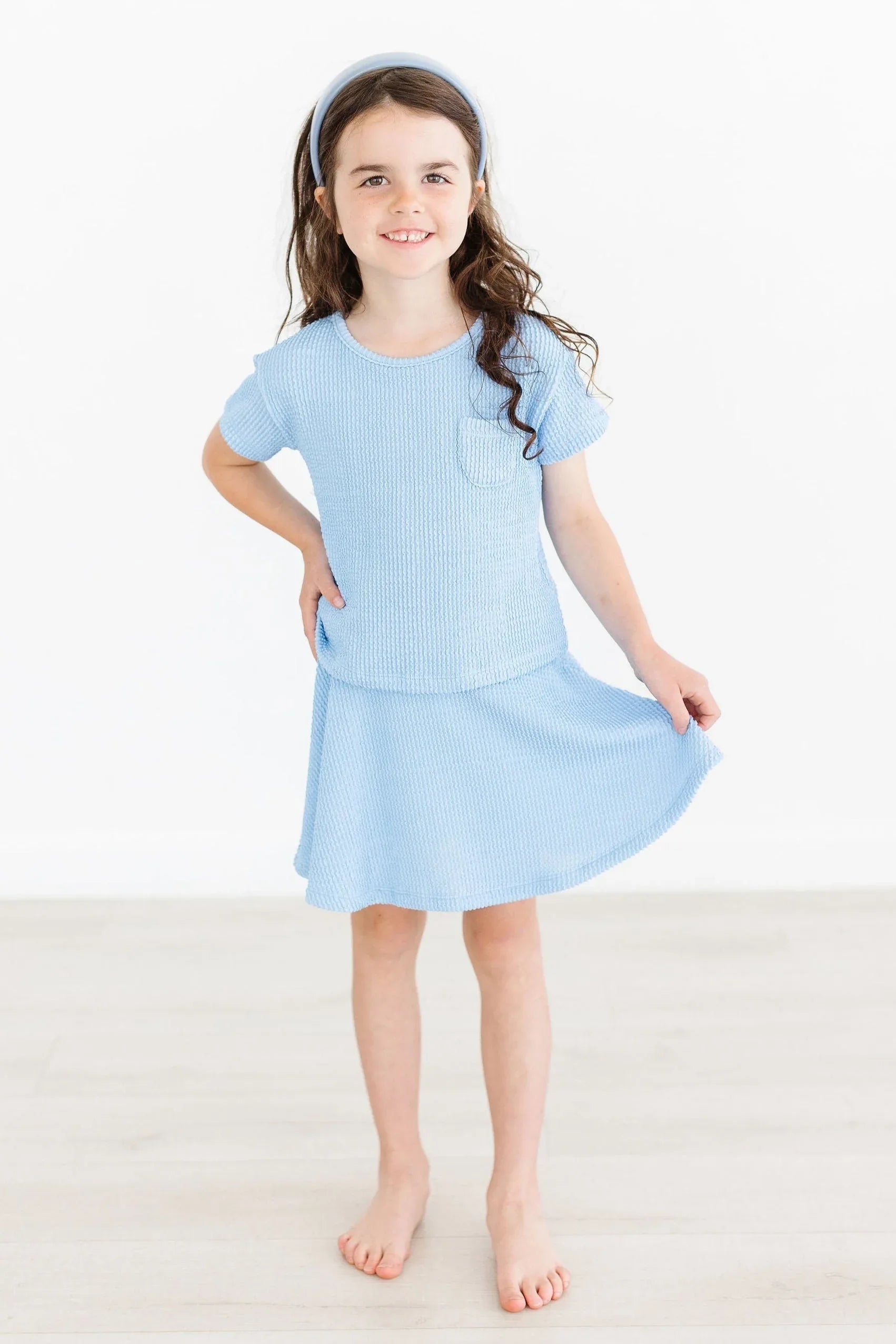 Sky Blue Scrunchy Pocket Tee - Mila & Rose ® - Flyclothing LLC