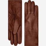 Skylar (brown) – Extra-long sheepskin leather gloves with wool/cashmere lining & touchscreen capability - Leather Gloves Online - Flyclothing LLC