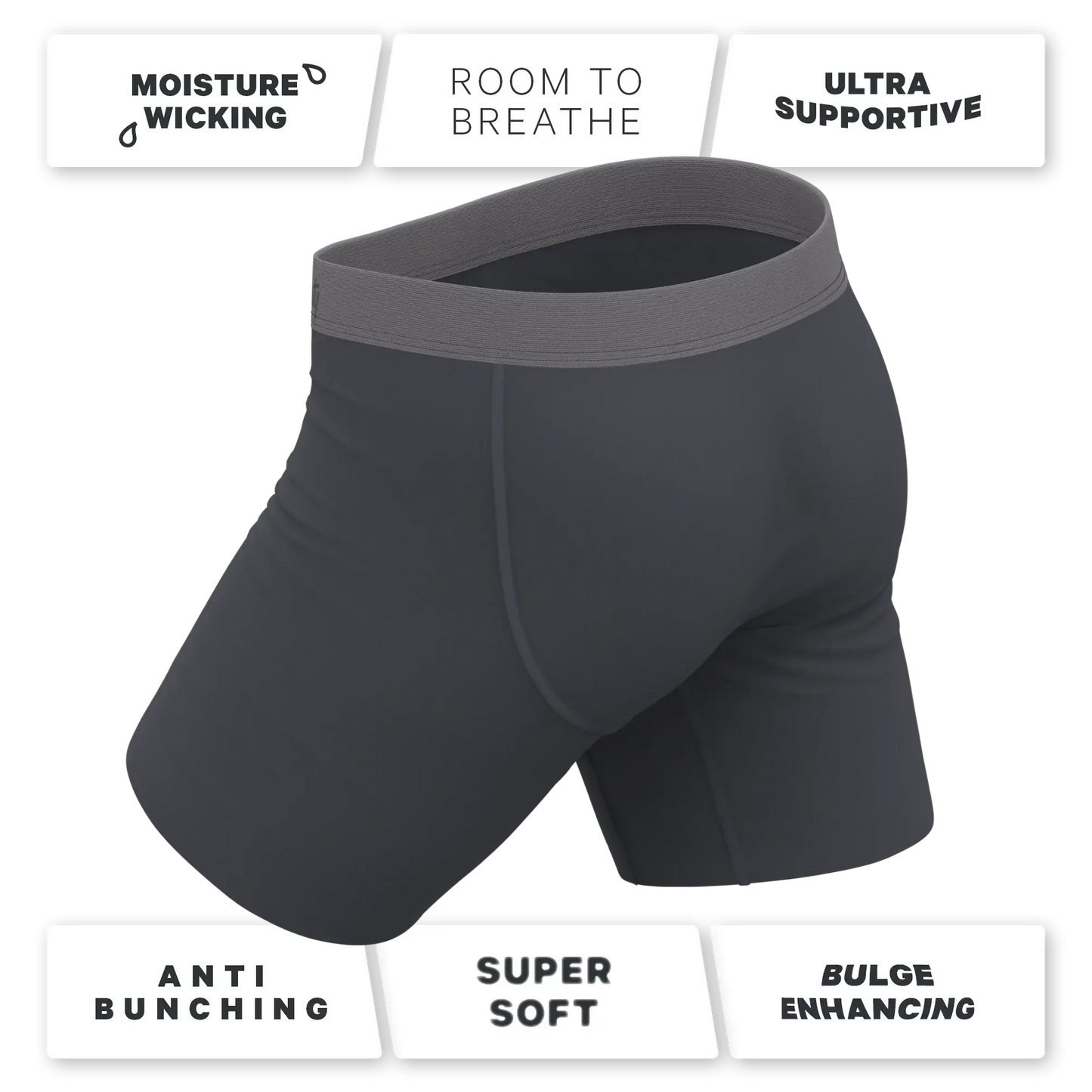 The Slate Expectations | Grey Tonal Long Leg Ball Hammock® Pouch Underwear With Fly - Shinesty - Flyclothing LLC