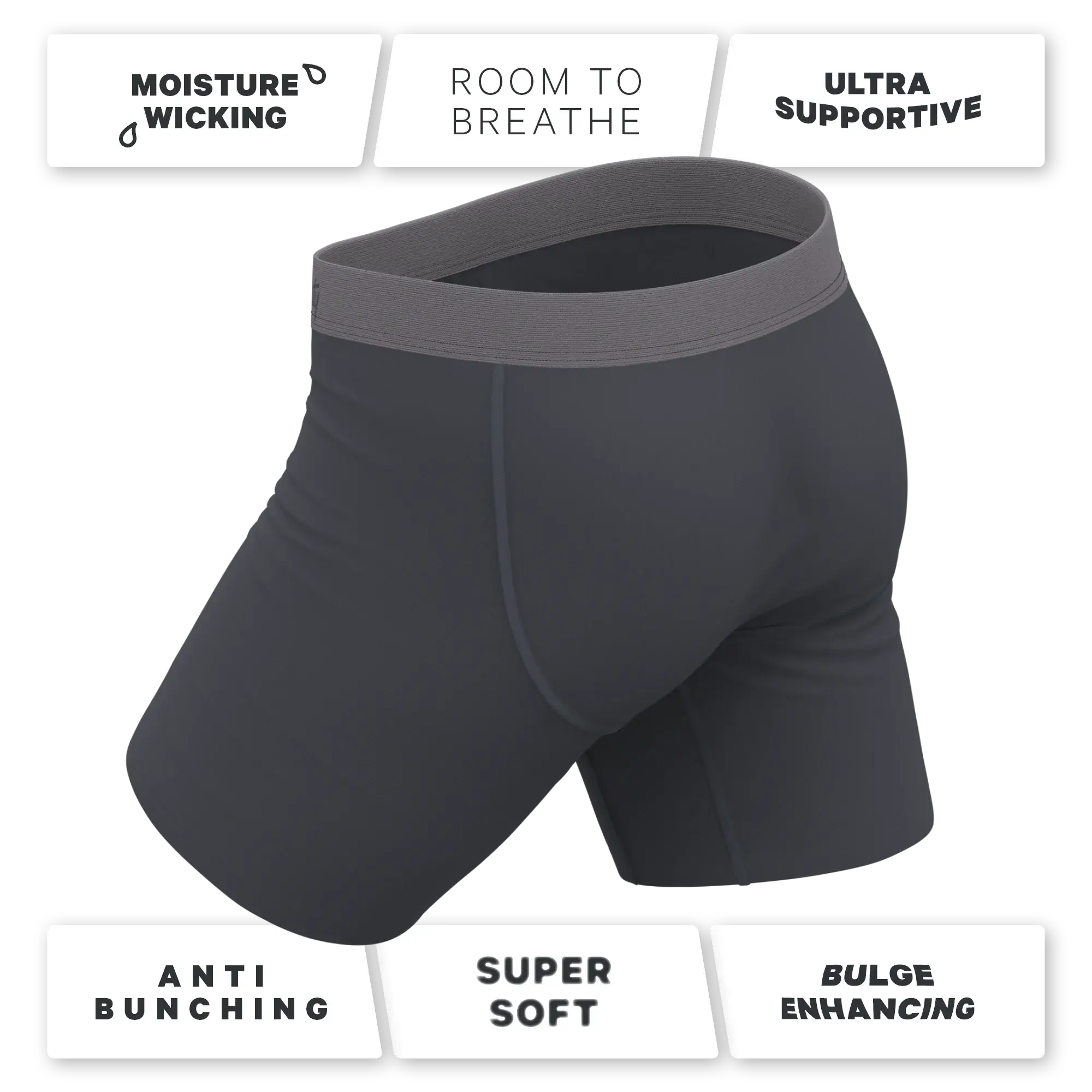 The Slate Expectations | Grey Tonal Long Leg Ball Hammock® Pouch Underwear With Fly - Shinesty - Flyclothing LLC