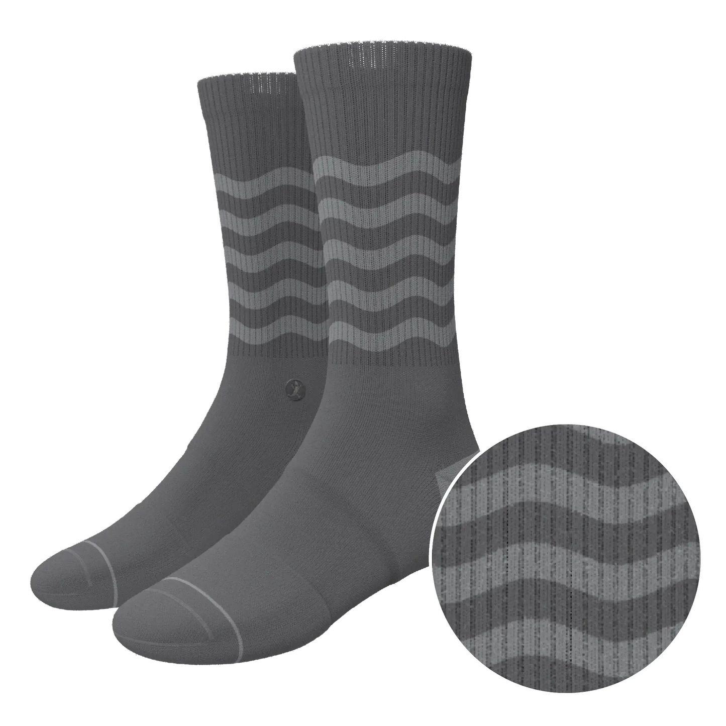 The Sleek | Gray Waves Heel Hammock™ Crew Socks - Shinesty - Flyclothing LLC