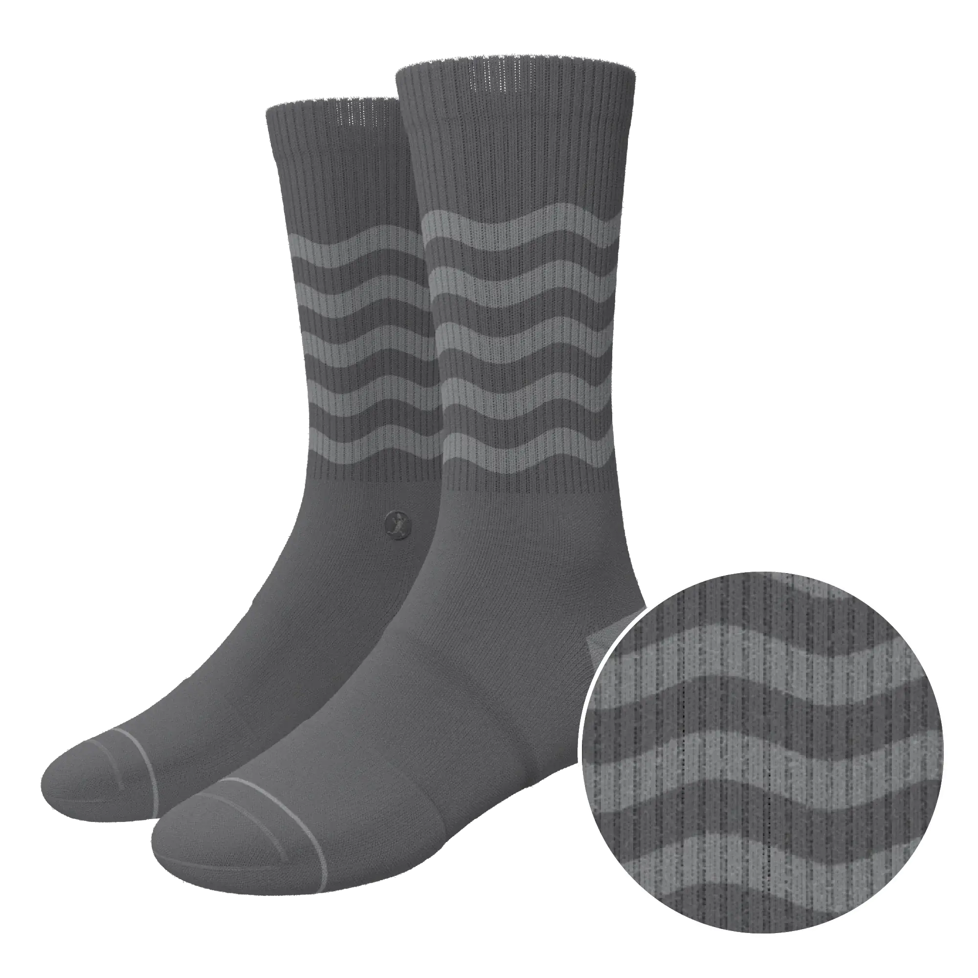 The Sleek | Gray Waves Heel Hammock™ Crew Socks - Shinesty - Flyclothing LLC