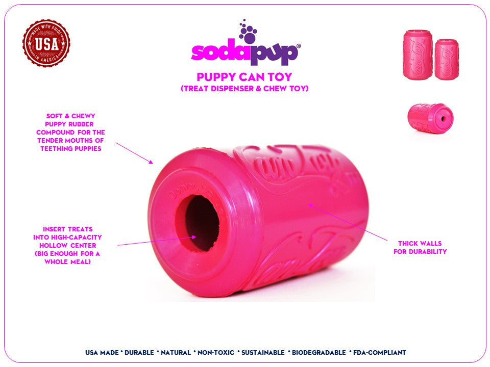Puppy Can Toy Rubber Chew Toy for Teething Puppies | Treat Dispenser | USA Made - SodaPup/True Dogs, LLC - Flyclothing LLC