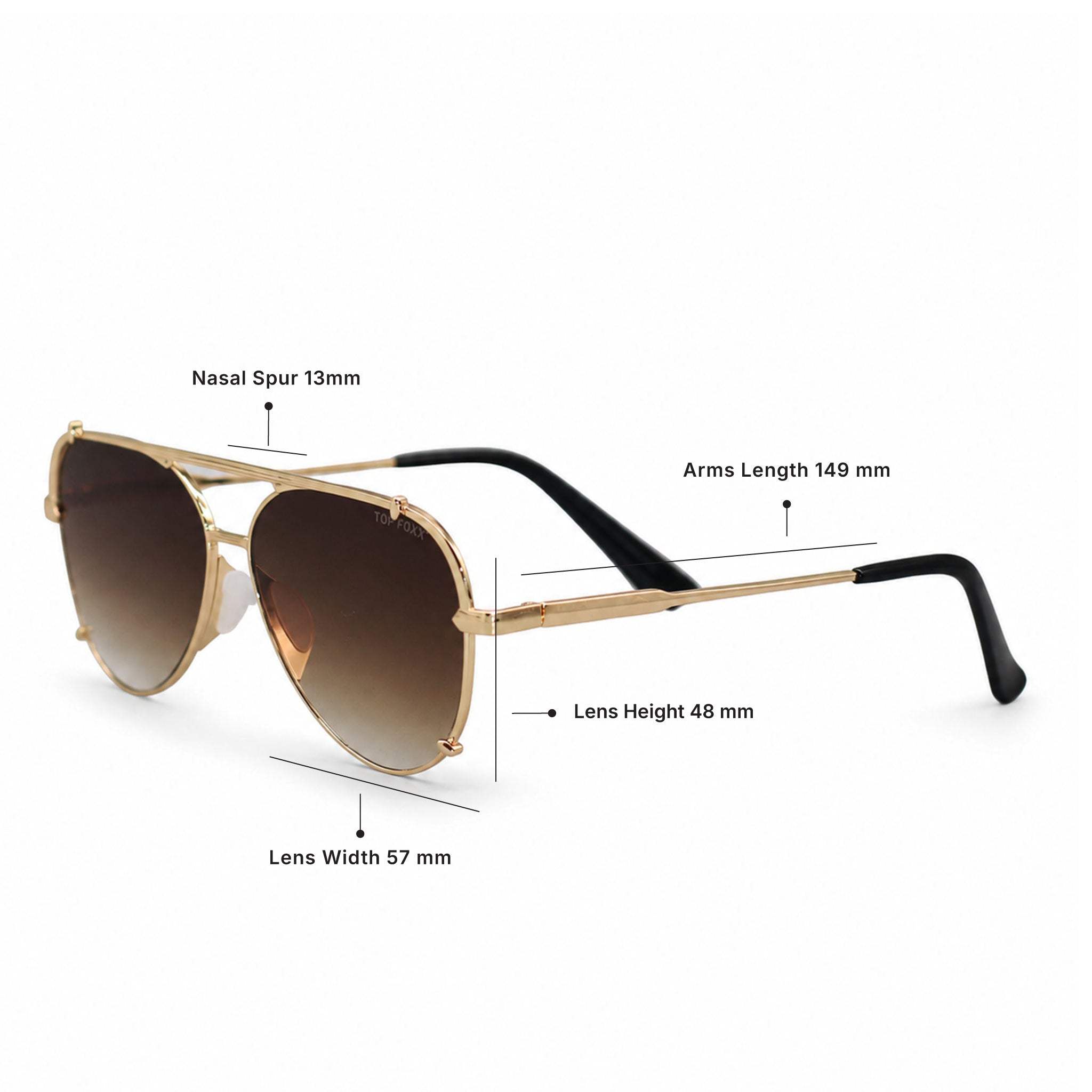 Smaller Cristina - Faded Brown & Gold - Tangle Free Round Aviator Sunglasses - TopFoxx - Flyclothing LLC