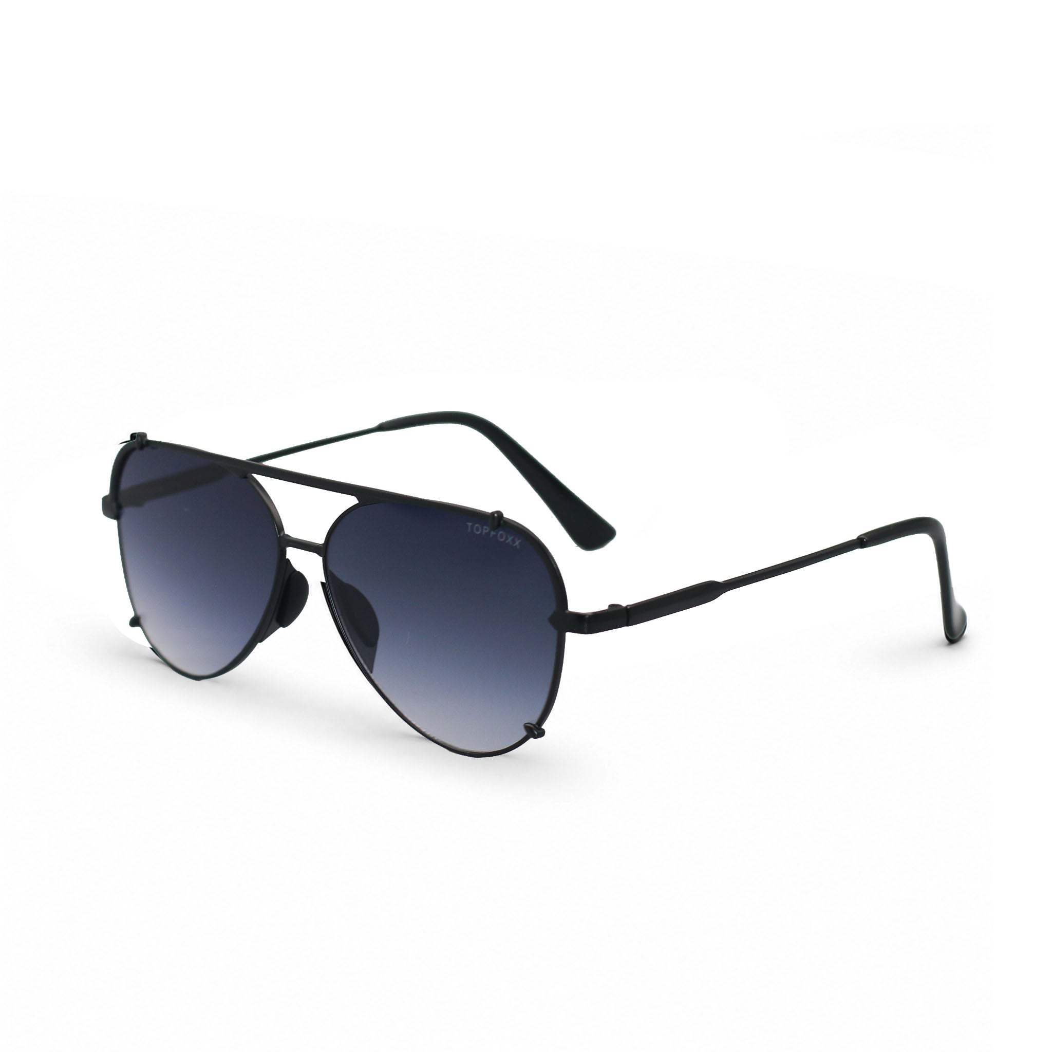 Smaller Cristina - Faded Black - Tangle Free Round Aviator Sunglasses - TopFoxx - Flyclothing LLC