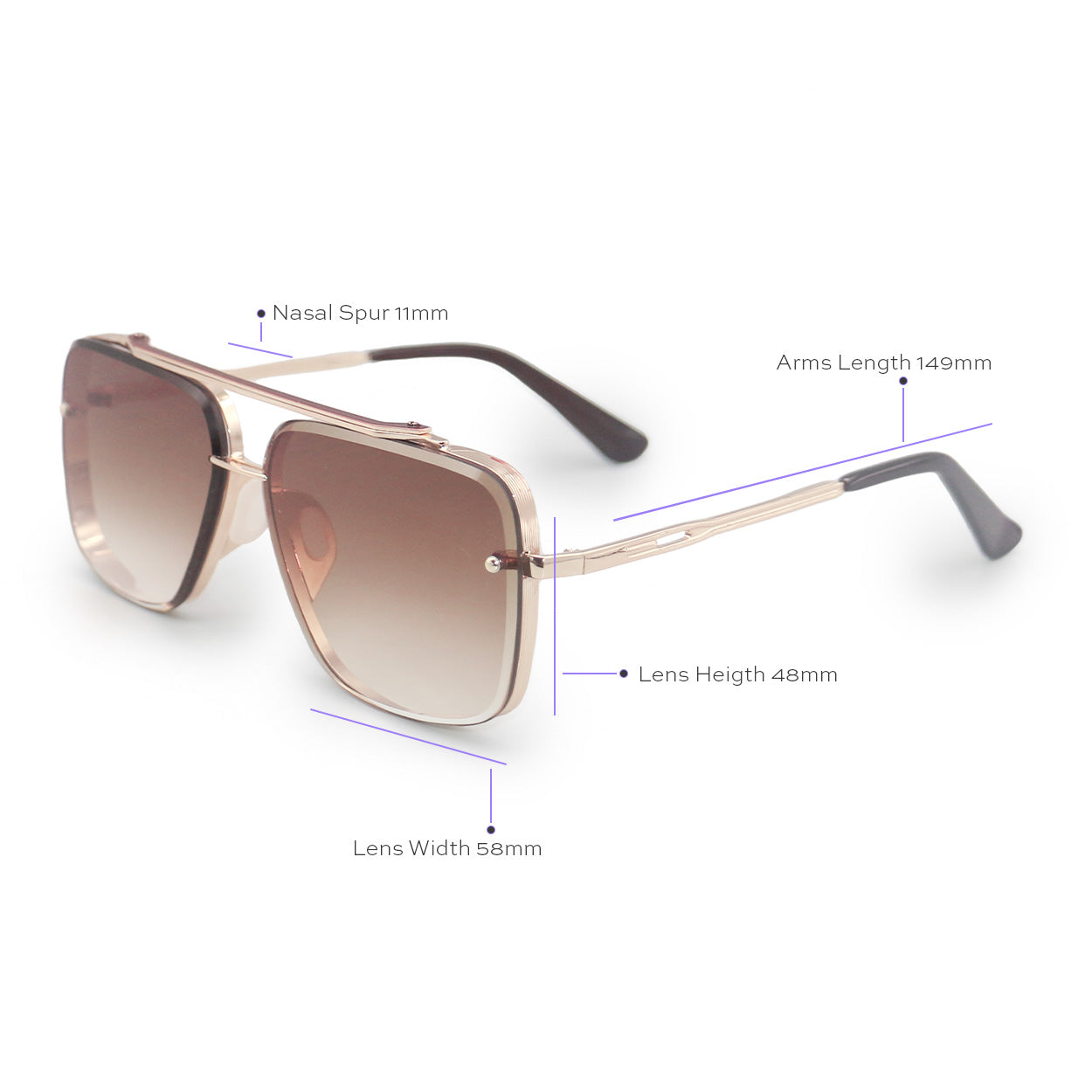 Smaller Bella Coffee - Tangle Free Aviator Sunglasses - TopFoxx - Flyclothing LLC