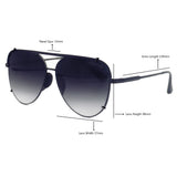 Smaller Cristina - Tangle Free - Faded Black Aviator Sunglasses Black - TopFoxx - Flyclothing LLC