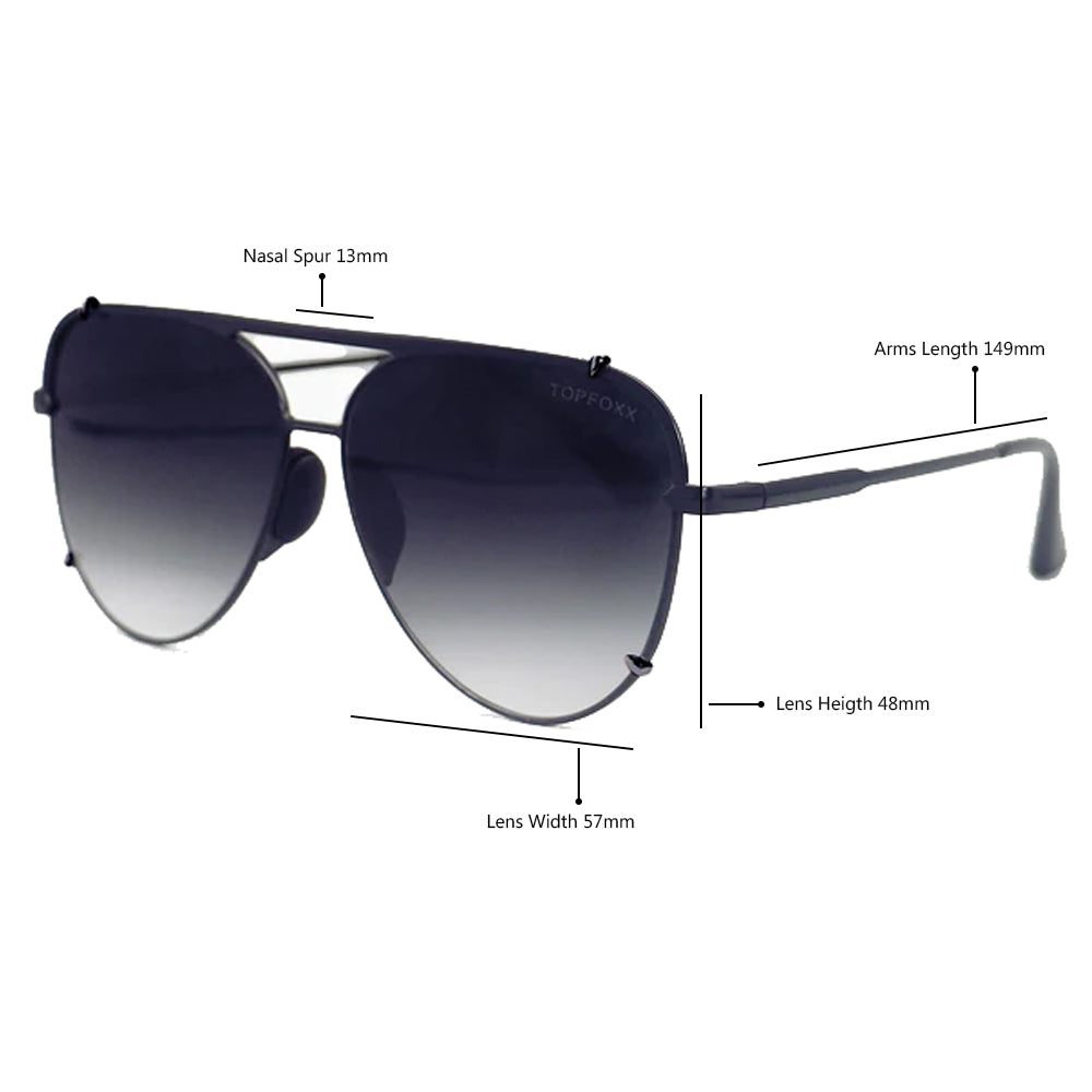 Smaller Cristina - Tangle Free - Faded Black Aviator Sunglasses Black - TopFoxx - Flyclothing LLC