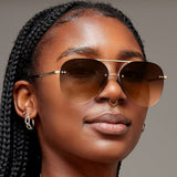 Smaller Megan 2 Faded Brown - Tangle Free Aviator Sunglasses - TopFoxx - Flyclothing LLC