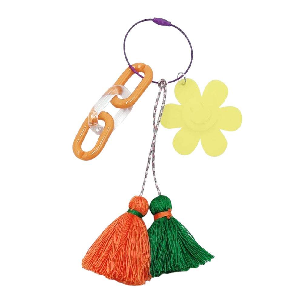 Smile Flower Tassel Bag Charm / Keychain - Madeline Love - Flyclothing LLC