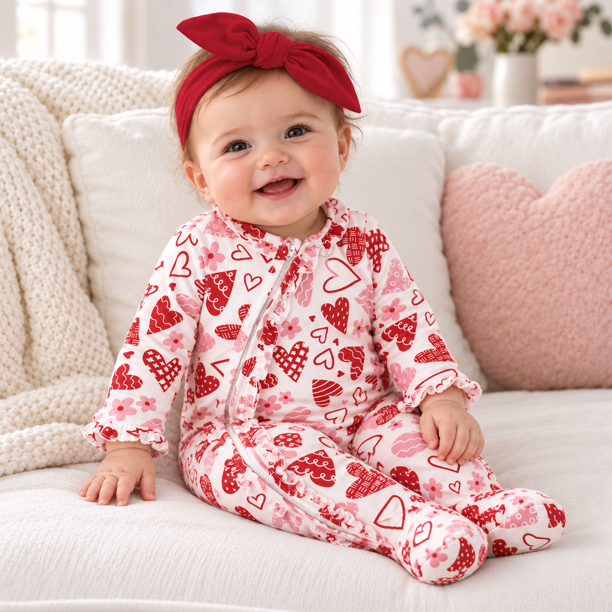 Valentine's Day Baby Bamboo Zipper Romper - Mommy & Me - Tesa Babe - Flyclothing LLC