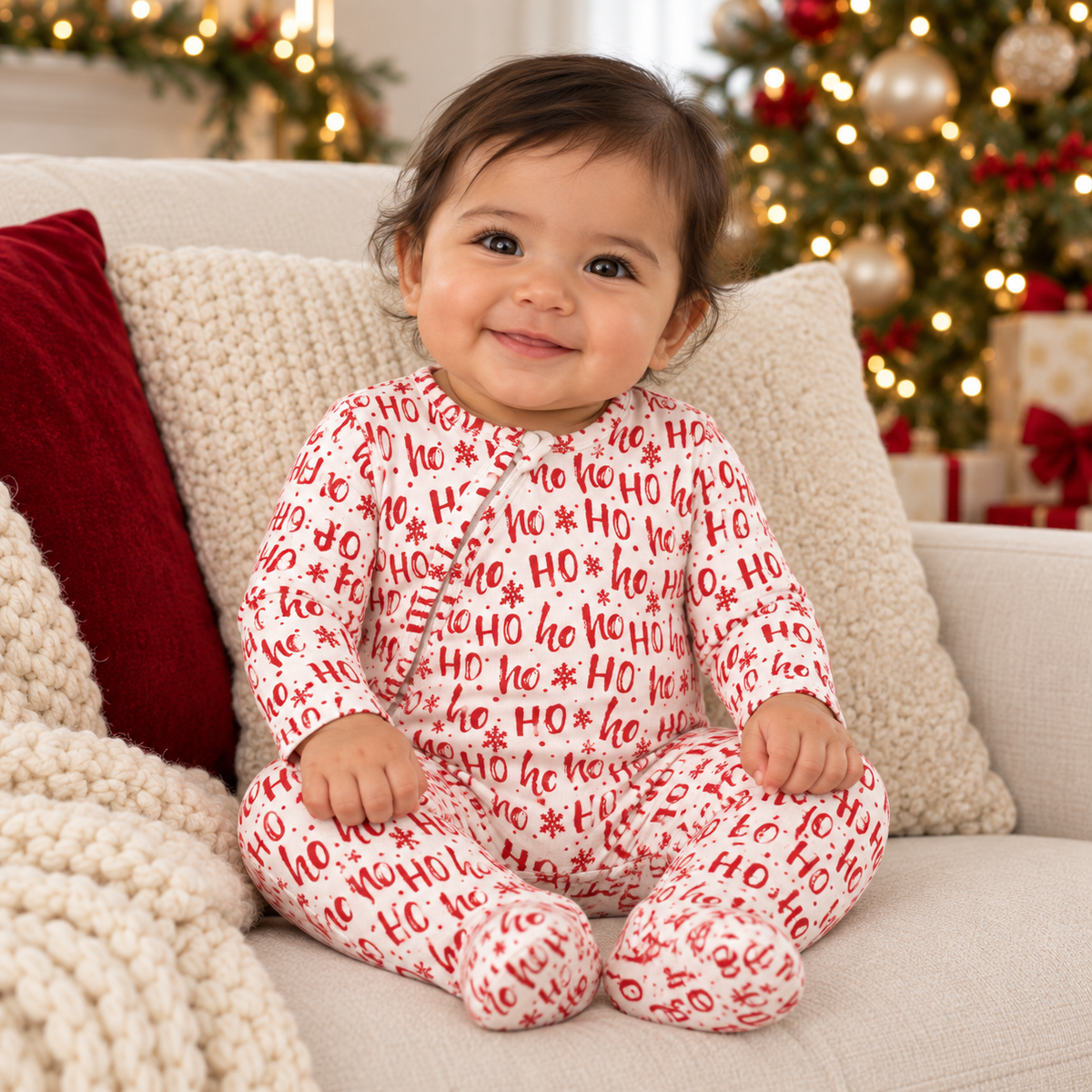 Christmas Ho-Ho-Ho Bamboo Baby Zipper Romper-Family Matching - Tesa Babe - Flyclothing LLC