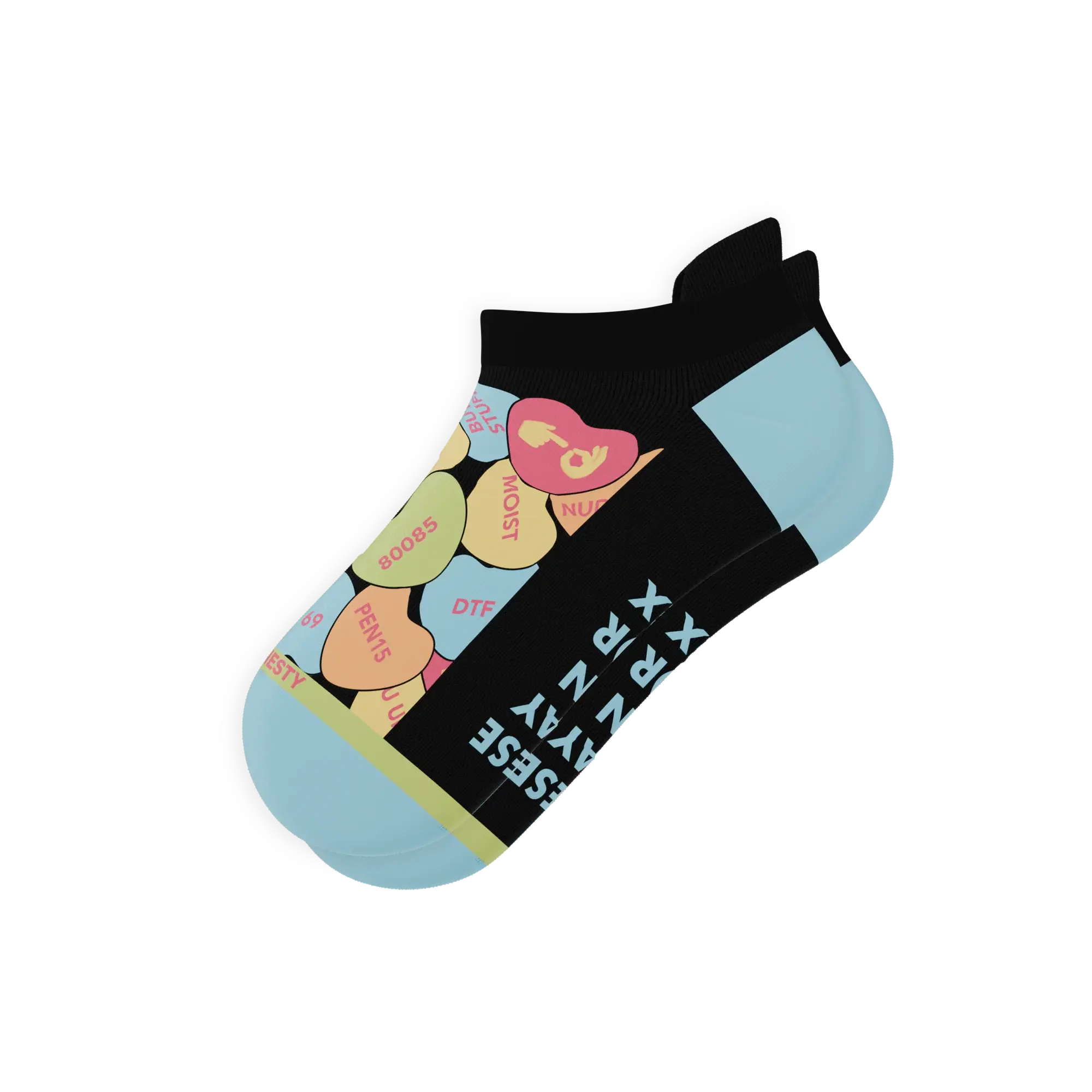The Smooth Talker | Candy Hearts Heel Hammock™ Ankle Socks - Shinesty - Flyclothing LLC