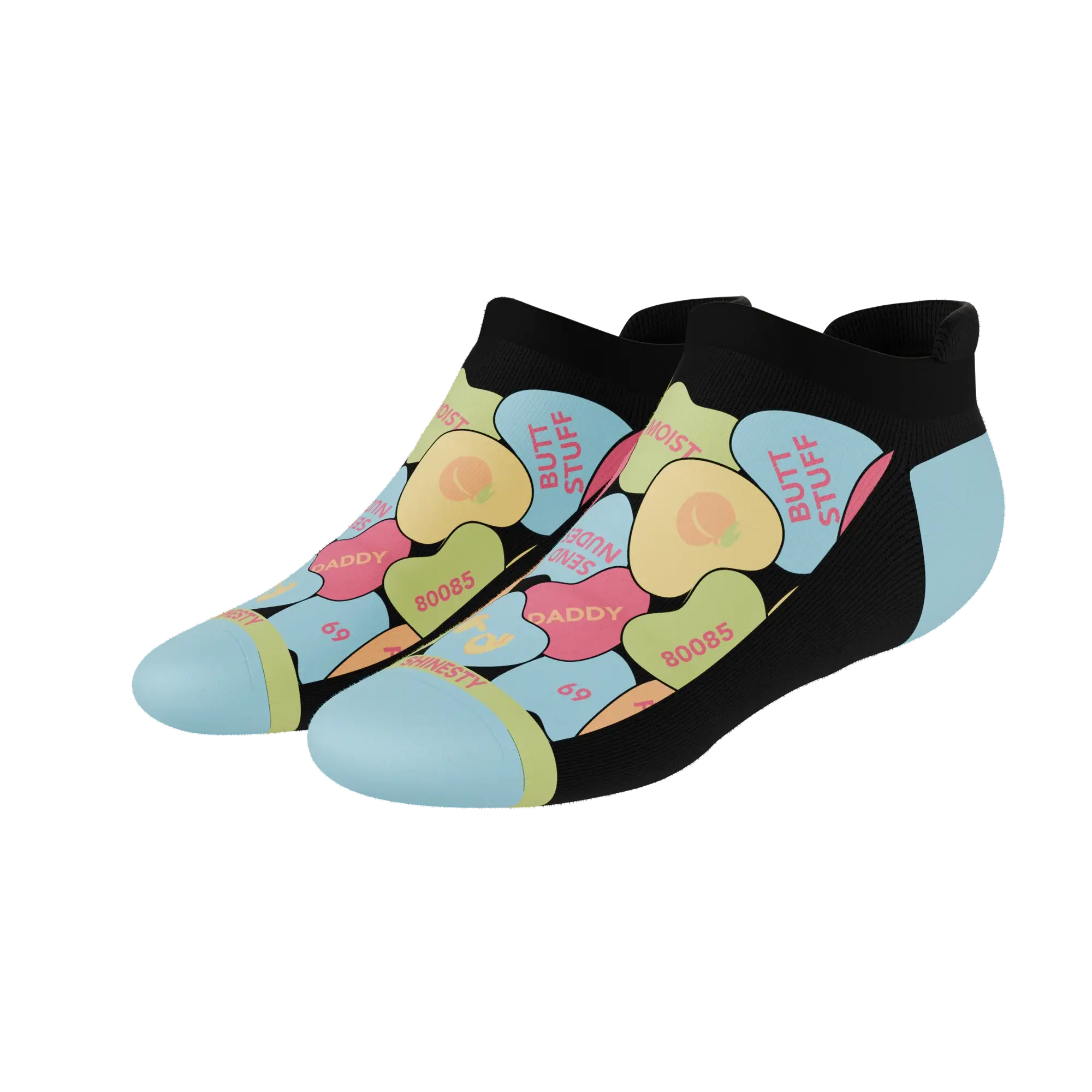 The Smooth Talker | Candy Hearts Heel Hammock™ Ankle Socks - Shinesty - Flyclothing LLC