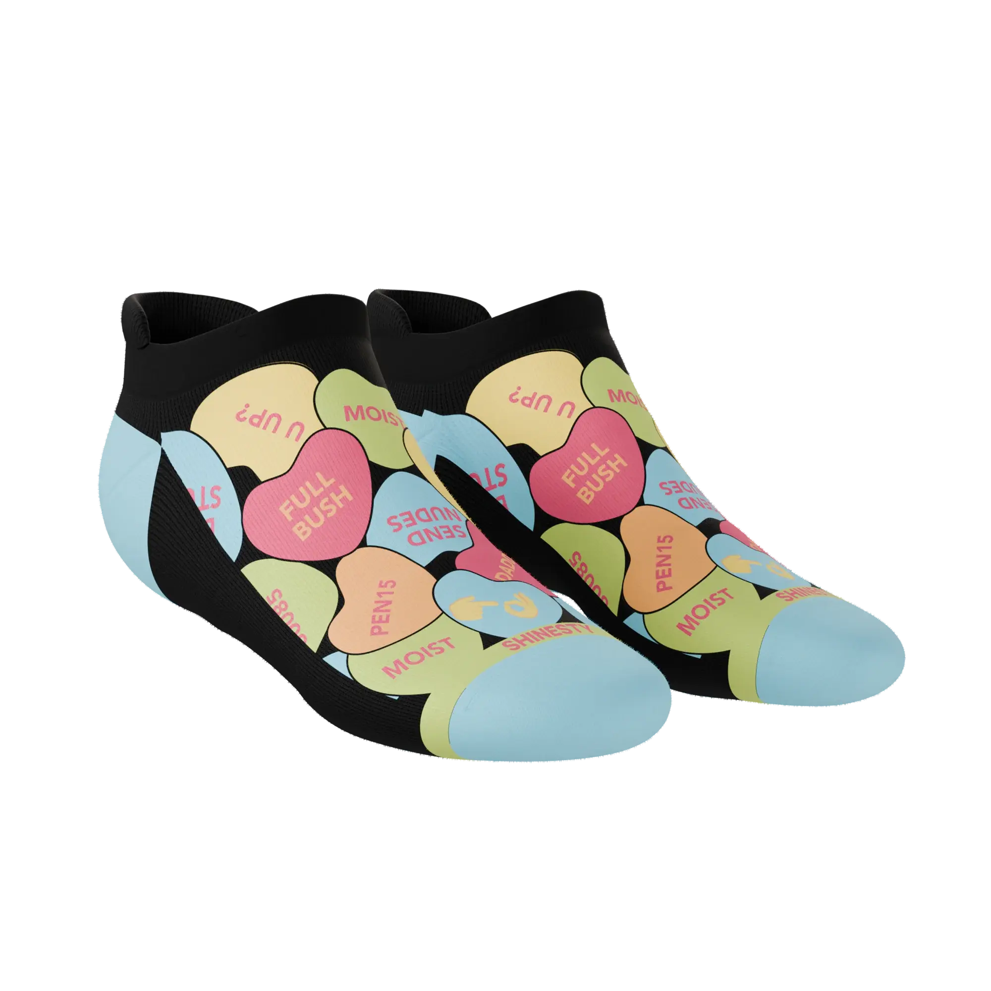 The Smooth Talker | Candy Hearts Heel Hammock™ Ankle Socks - Shinesty - Flyclothing LLC