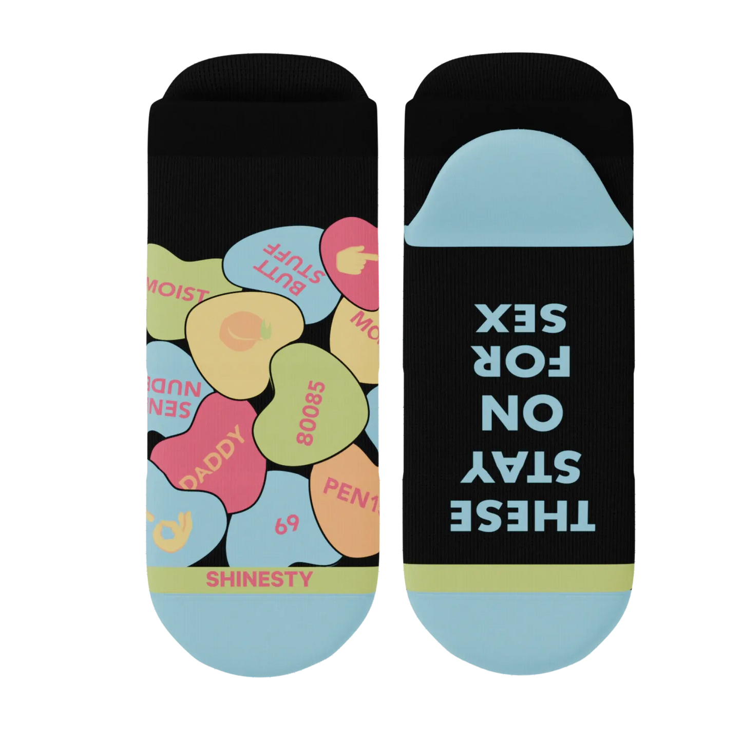 The Smooth Talker | Candy Hearts Heel Hammock™ Ankle Socks - Shinesty - Flyclothing LLC