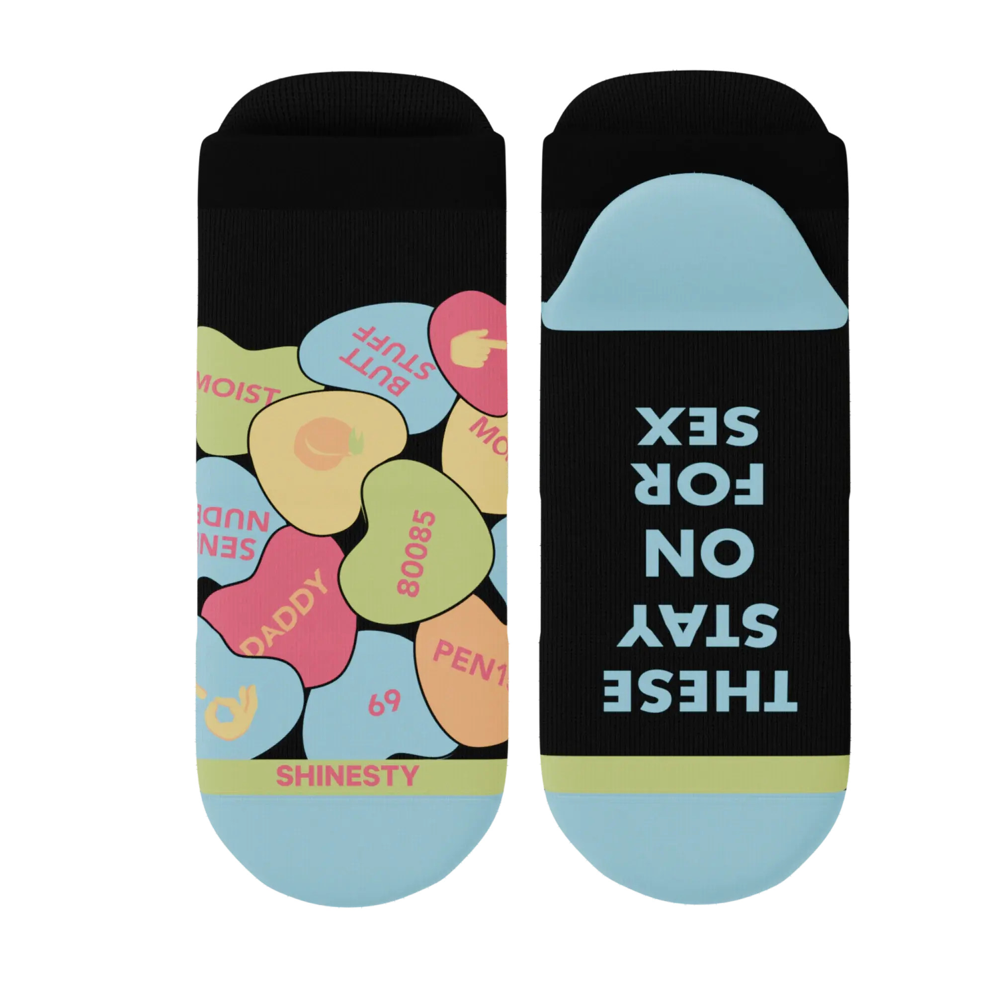The Smooth Talker | Candy Hearts Heel Hammock™ Ankle Socks - Shinesty - Flyclothing LLC