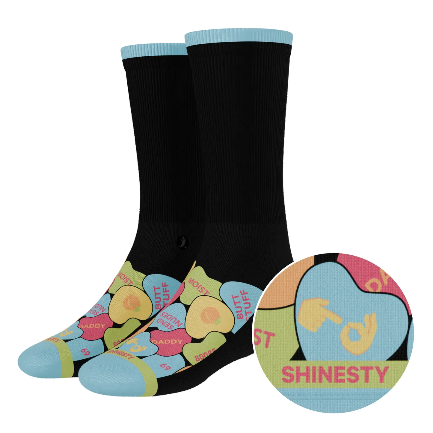 The Smooth Talker | Candy Hearts Heel Hammock™ Crew Socks - Shinesty - Flyclothing LLC
